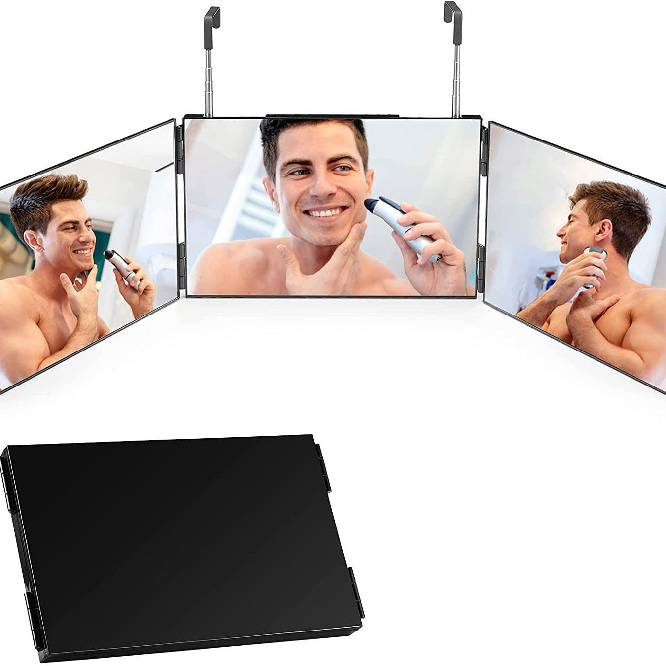 Adjustable LED Light 3-Way Trifold Mirror – Portable 360° Grooming & Styling Mirror