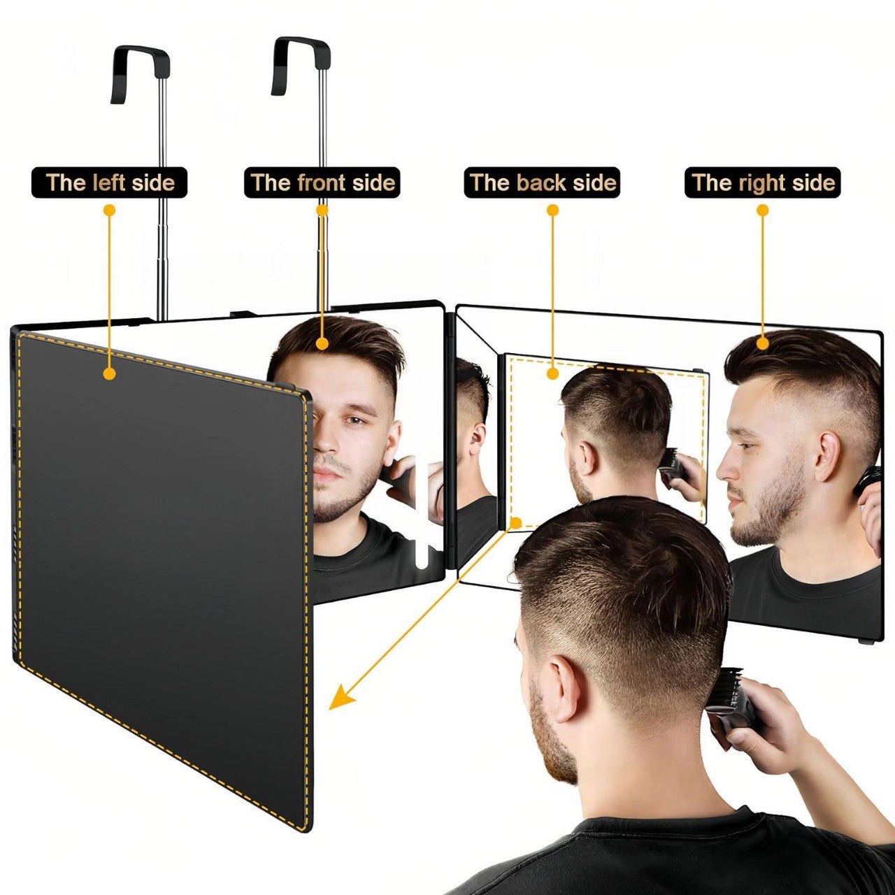 Adjustable LED Light 3-Way Trifold Mirror – Portable 360° Grooming & Styling Mirror